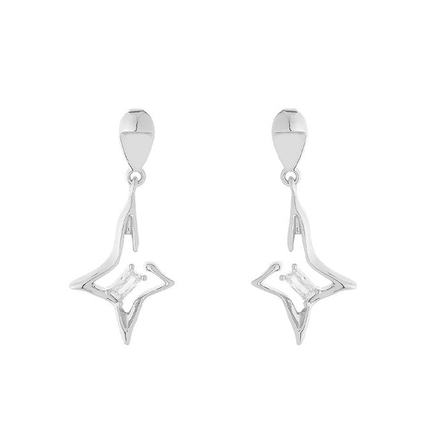 Abstract Four-Pointed Star Earring