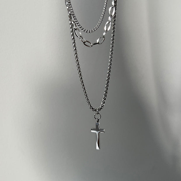 Multi Chain Cross Necklace