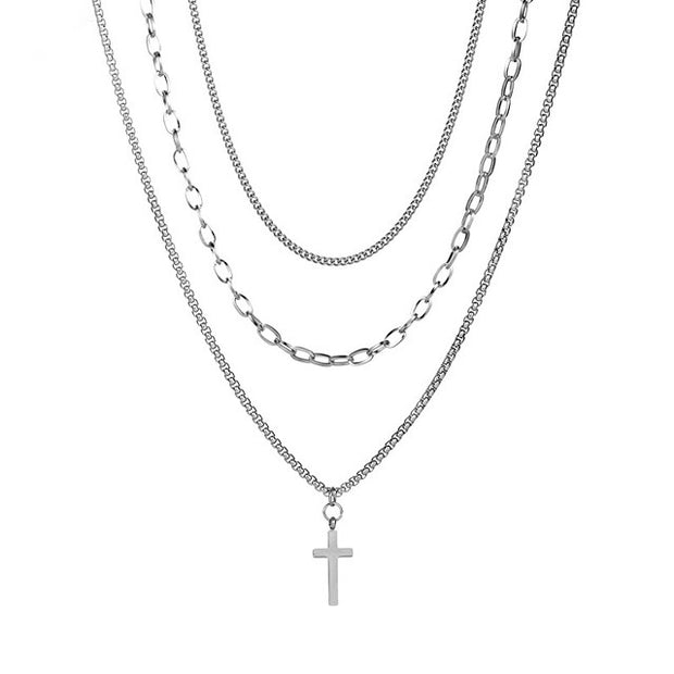 Multi Chain Cross Necklace