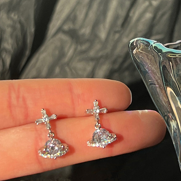Saturn Cross Earring