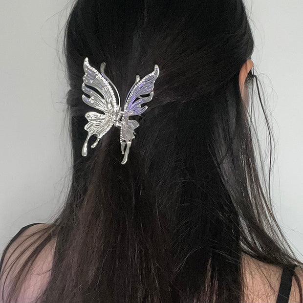 Steel Vintage Butterfly Rhinestone Hair Claw