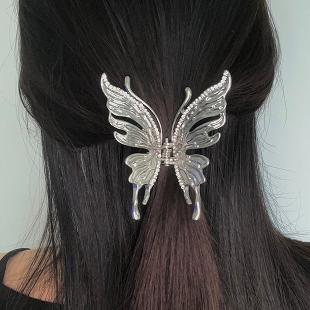 Steel Vintage Butterfly Rhinestone Hair Claw
