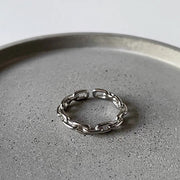 Sterling Silver Interlock Chain Ring