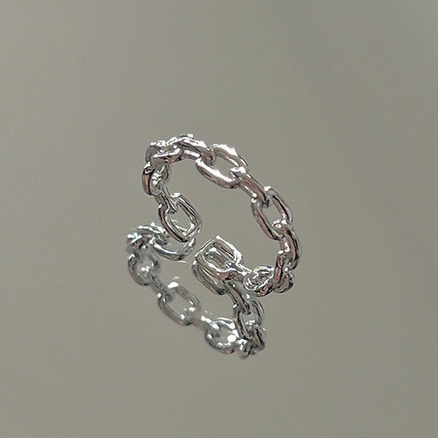 Sterling Silver Interlock Chain Ring