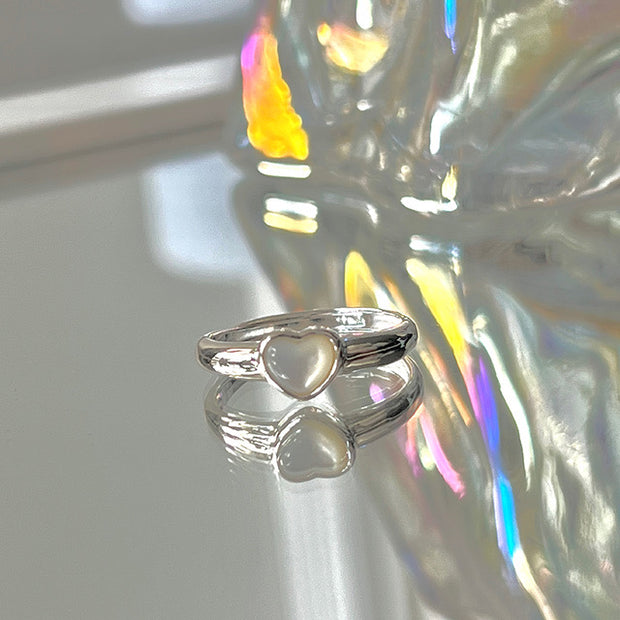 Sterling Silver Ring with Nacre Heart