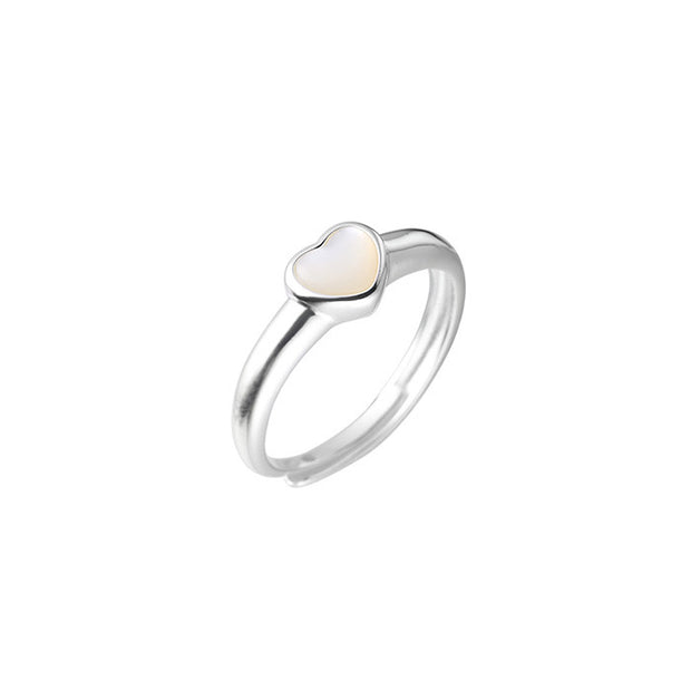 Sterling Silver Ring with Nacre Heart